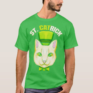 Katze mit grüner Schleife und Zylinderhut, St.-Cat T-Shirt