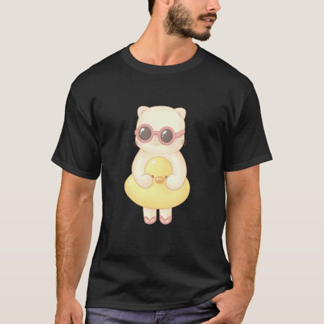 Katze mit Gummiring T-Shirt (Vorderseite)