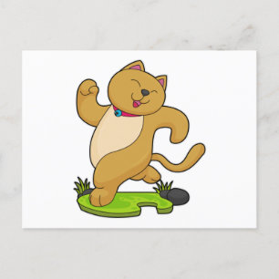 Katze mit Halsband beim Laufen Postkarte