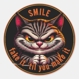 Katze mit Haltung Runder Aufkleber