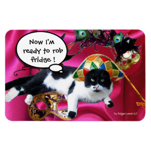 KATZE MIT HARLEQUIN HAT- UND MASQUERADE-PARTY MAGNET