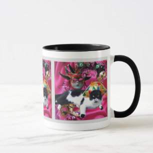 KATZE MIT HARLEQUIN HAT- UND MASQUERADE-PARTY TASSE