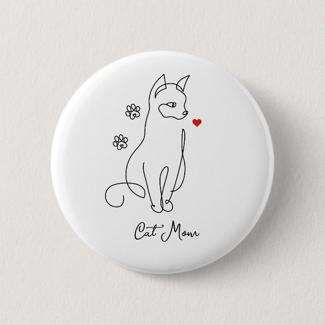 Katze mit Herz-Abzeichen Button (Vorderseite)