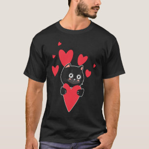 Katze Mit Herz Beziehung Liebe Romantisch Valentin T-Shirt