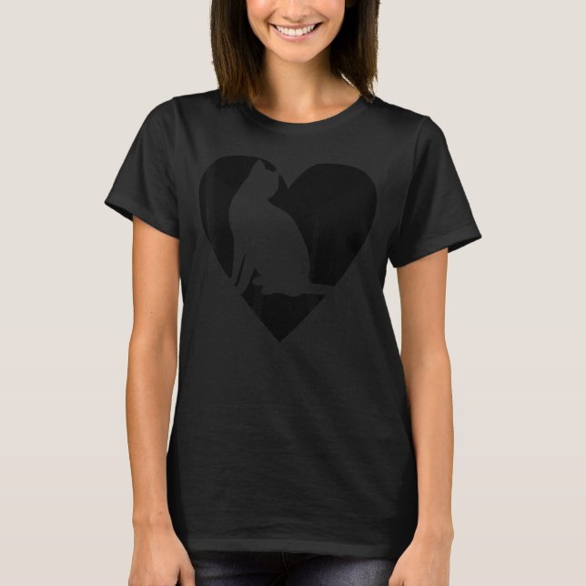 Katze mit Herz Black Animal Fun T-Shirt (Vorderseite)