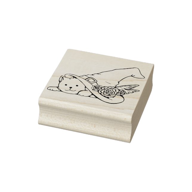 Katze mit Hexenhut-Kunst-Briefmarke Gummistempel (Stempel)