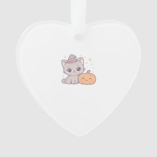 Katze mit Hexenhut und lächelndem Kürbis Süßer Gru Ornament