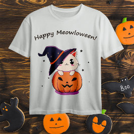 Katze mit Hexenhut zu Halloween Jack-O-Lantern T-Shirt