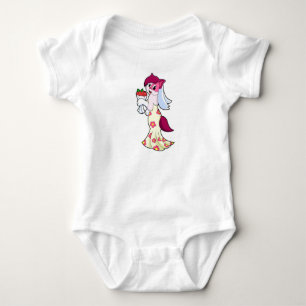 Katze mit Hochzeitskleid und Blumenstrauß Baby Strampler