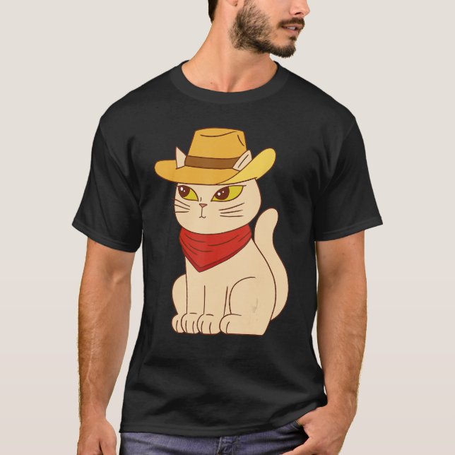 Katze mit Hut Kuh Boy Pet Animes Design T-Shirt (Vorderseite)