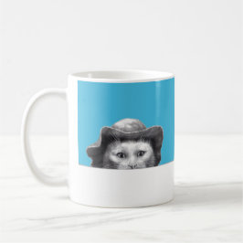 Katze mit Hut (Old-School Blue) Kaffeetasse