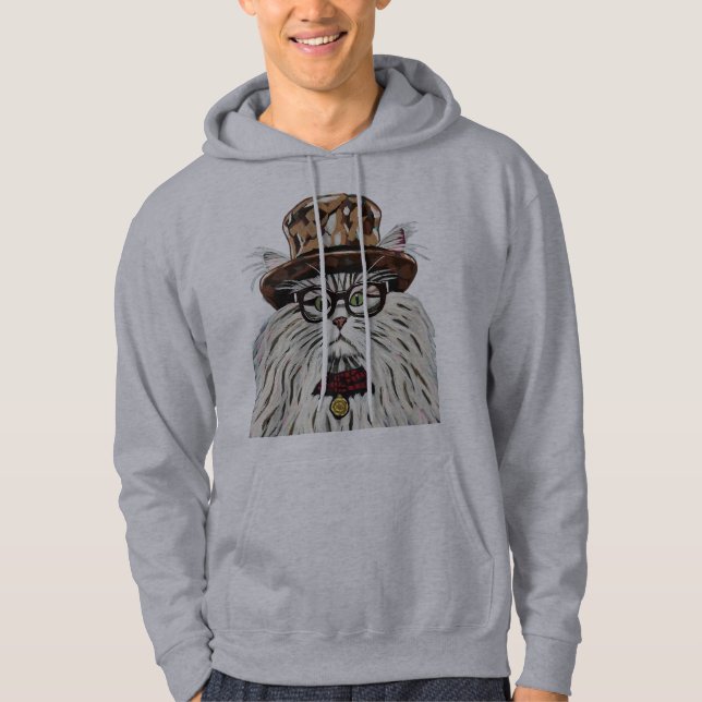 Katze mit Hut und Brille Hoodie (Vorderseite)