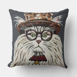 Katze mit Hut und Brille Kissen