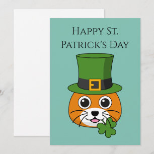 Katze mit Hut und Kleeblatt St Patrick's Persona Feiertagskarte