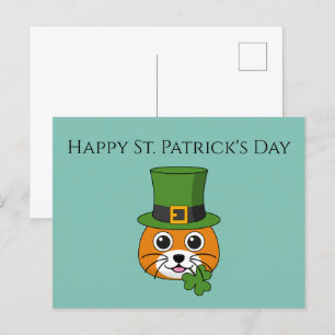 Katze mit Hut und Kleeblatt St Patrick's Persona Feiertagspostkarte