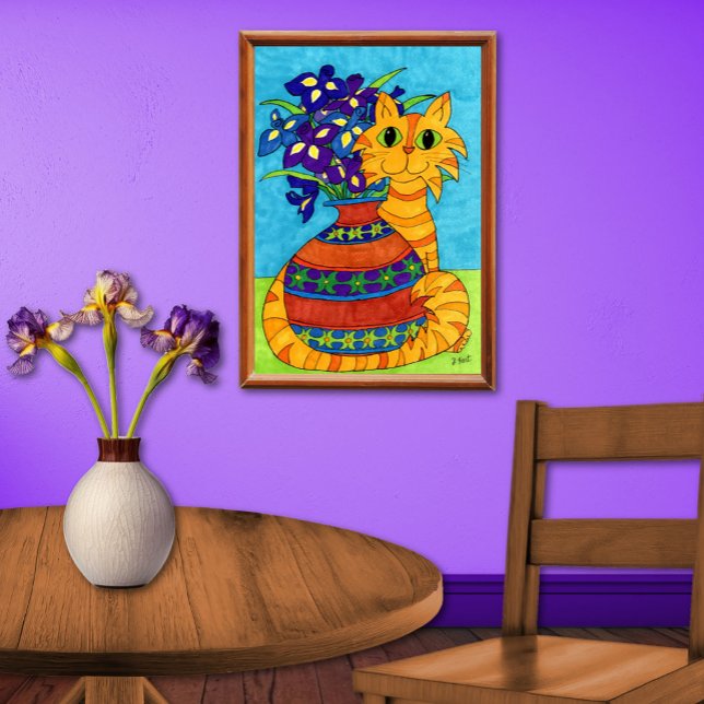 Katze mit Iren in Talavera Vase Poster (Von Creator hochgeladen)