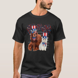 Katze mit Irischer Setter Sonnenbrille Amerikanisc T-Shirt