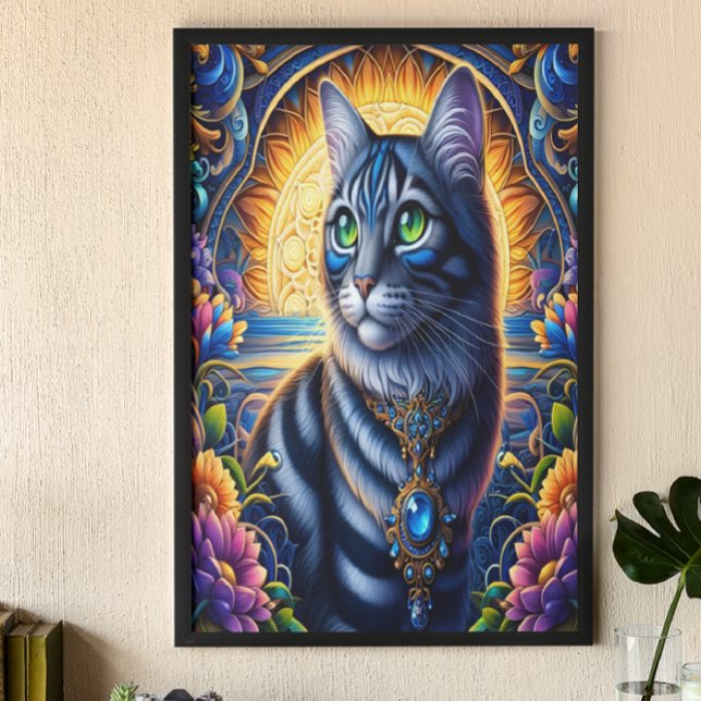 Katze mit Juwelen im lebendigen Fantasiegarten Poster (Von Creator hochgeladen)