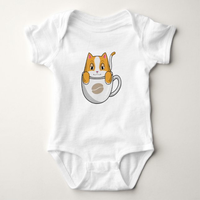 Katze mit Kaffee-Cup Baby Strampler (Vorderseite)