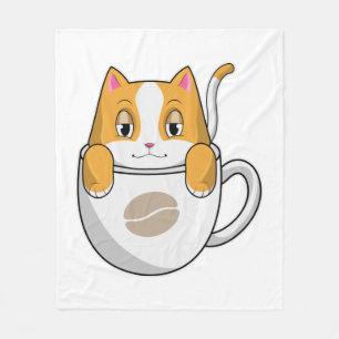 Katze mit Kaffee-Cup Fleecedecke