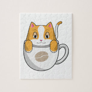 Katze mit Kaffee-Cup Puzzle