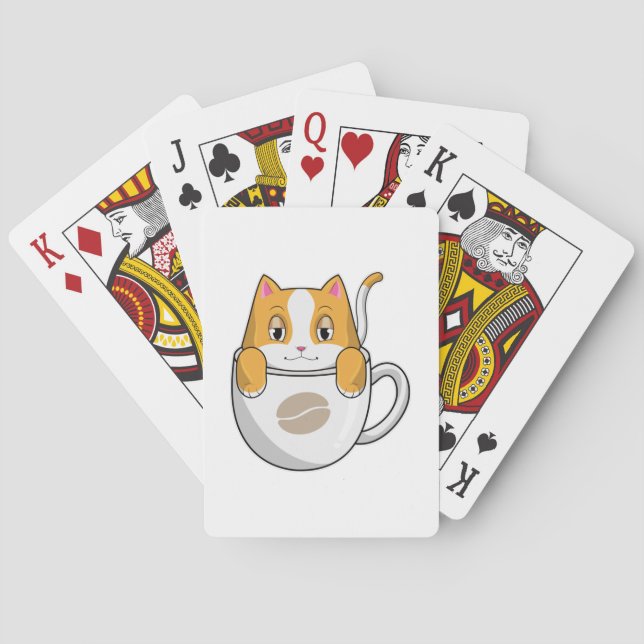 Katze mit Kaffee-Cup Spielkarten (Rückseite)