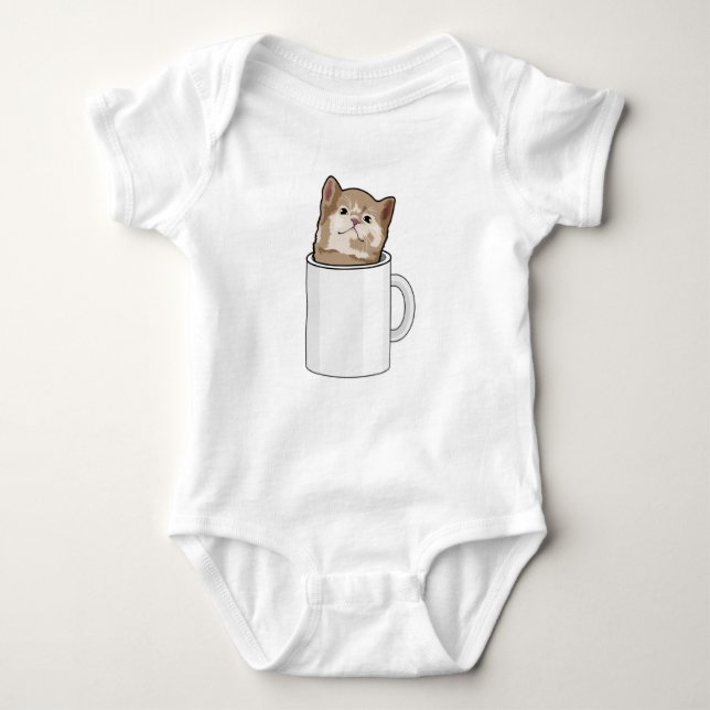 Katze mit Kaffee-Tasse Baby Strampler (Vorderseite)