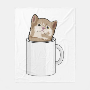 Katze mit Kaffee-Tasse Fleecedecke