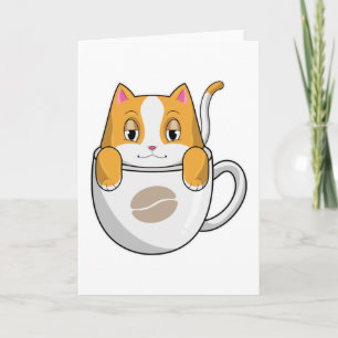 Katze mit Kaffeetasse Karte