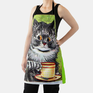 KATZE MIT KAFFELOUIS WAIN ART RETRO KÜCHE SCHÜRZE