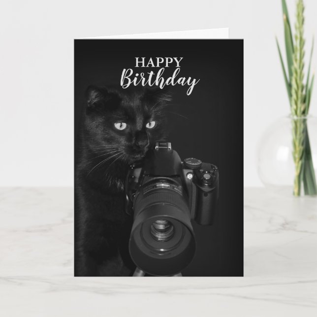 Katze mit Kamera Karte (Vorderseite)