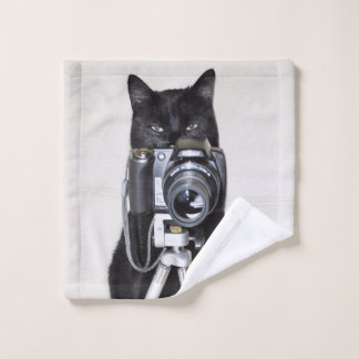 Katze mit Kamera Waschlappen
