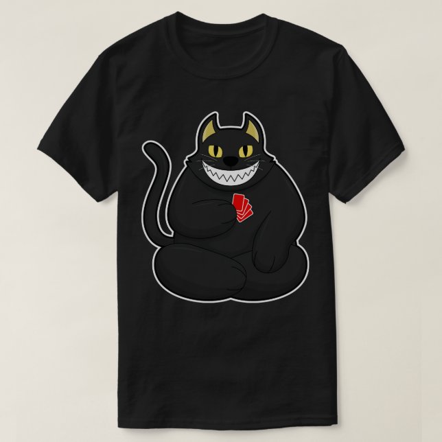 Katze mit Karten 2 T-Shirt (Design vorne)