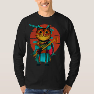 Katze mit Katana-T - Shirt