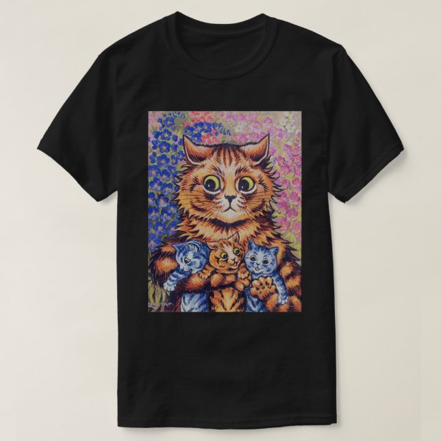 Katze mit Kätzchen, Louis Wain T-Shirt (Design vorne)
