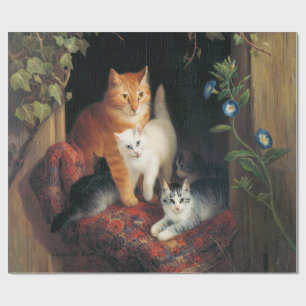 Katze mit Kätzchen (Niedliche Katzen) Geschenkpapier