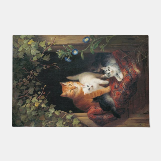 Katze mit Kätzchen (Tierart) Fußmatte (Vorderseite)