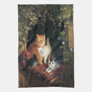Katze mit Kätzchen (Tierart) Geschirrtuch