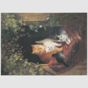Katze mit Kätzchen (Tierart) Seidenpapier