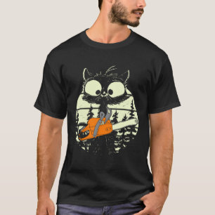 Katze mit Kettensäge Süßer Holzfäller Förster Katz T-Shirt