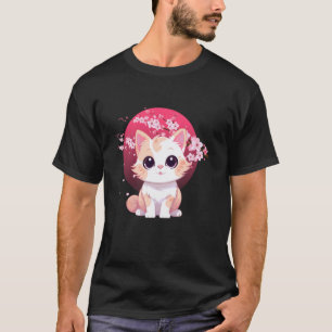 Katze mit Kirschblüten für Männer Frauen Kinder Ka T-Shirt