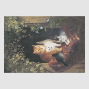 Katze mit Kittens (1844) von Henriëtte Ronner Seidenpapier