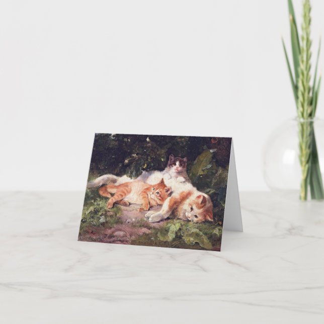 Katze mit Kittens Fine Art Dankeskarte (Vorderseite)