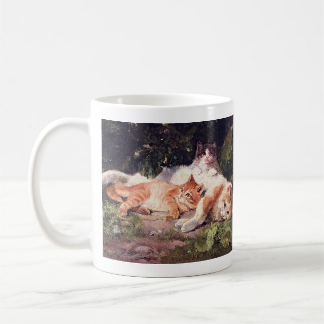 Katze mit Kittens Fine Art Kaffeetasse (Links)