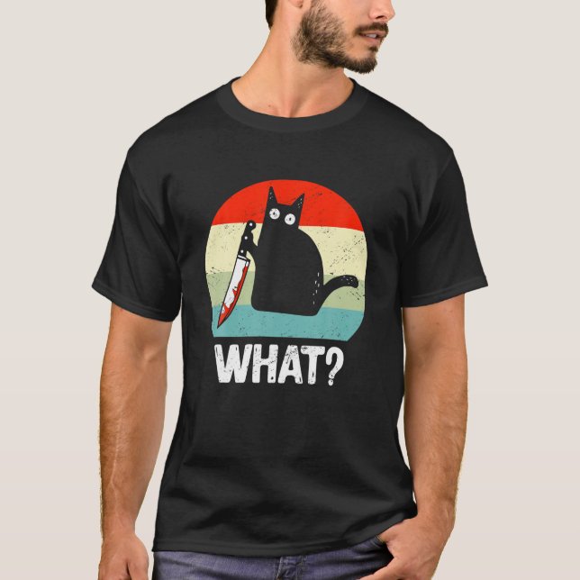 Katze mit Knife Katze Was Funny Geschenk Idee T Sh T-Shirt (Vorderseite)