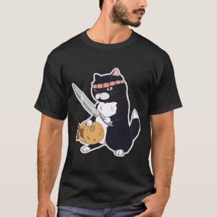 Katze mit Knife Sushi Katze mit Fisch T-Shirt