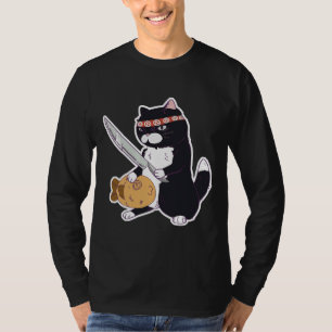 Katze mit Knife Sushi Katze mit Fisch T-Shirt