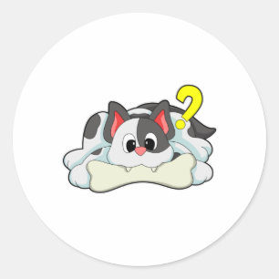 Katze mit Knochen Runder Aufkleber