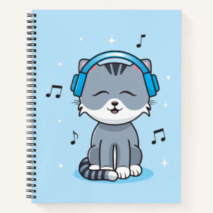 Katze mit Kopfhörer Bullet (8.5x11) Notebook Notizbuch
