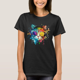 Katze mit Kopfhörer und coole Sonnenbrille für Kät T-Shirt